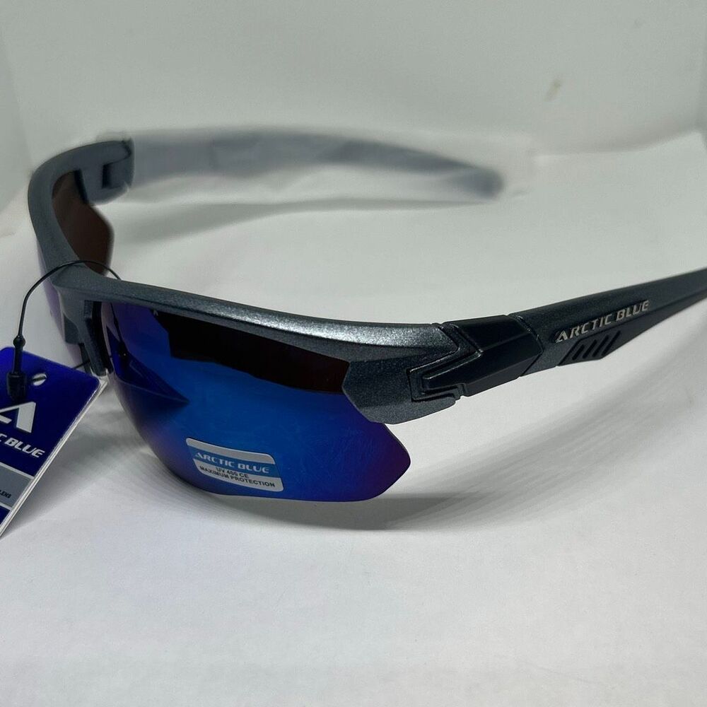 Arctic Blue Sport Semi Rimeless Sunglasses Anti-Glare UV400 Shatterproof Lens